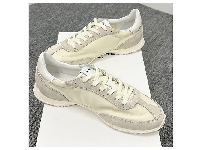 Céline Sneakers Triumph RACER Vaniglia Bianco - vista 4