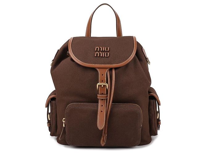 Miu Miu Canvas-Leder-Rucksack Schwarz - Ansicht 3