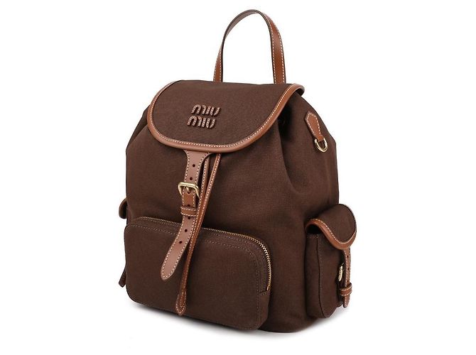 Miu Miu Canvas-Leder-Rucksack Schwarz - Ansicht 4