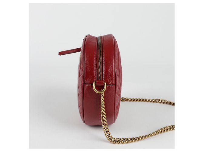 Gucci Borsa a tracolla rotonda mini GG Marmont Rosso - vista 3