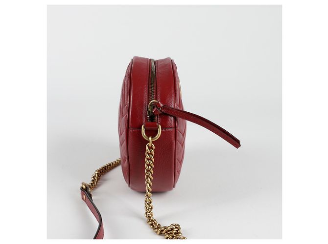 Gucci Borsa a tracolla rotonda mini GG Marmont Rosso - vista 5