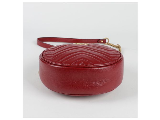 Gucci Borsa a tracolla rotonda mini GG Marmont Rosso - vista 6