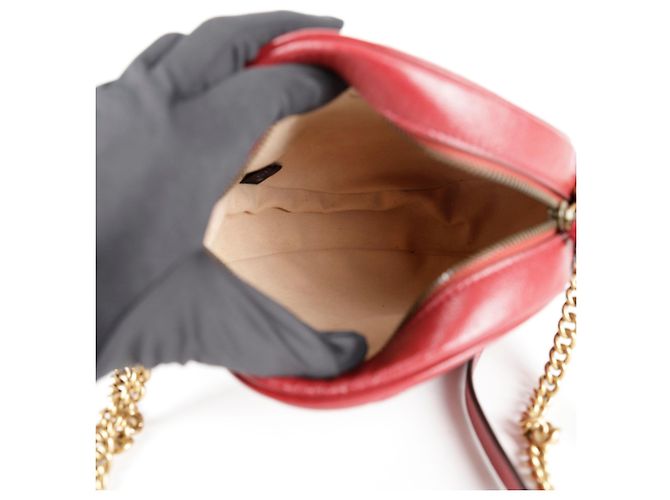 Gucci Borsa a tracolla rotonda mini GG Marmont Rosso - vista 8