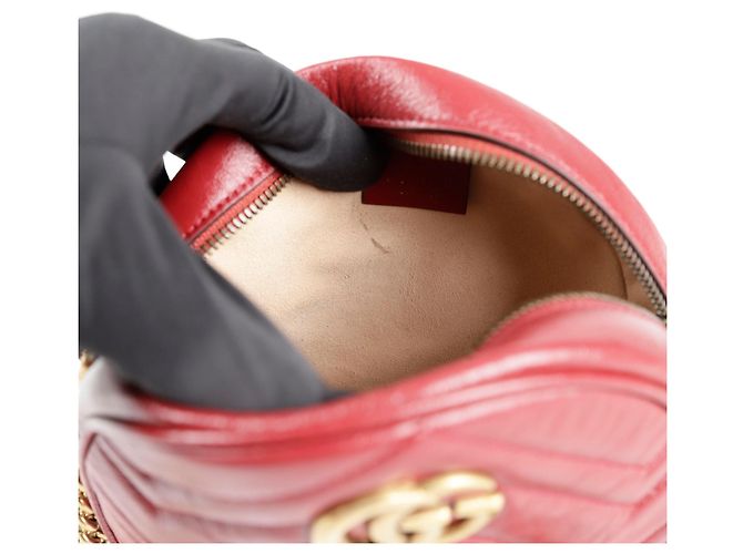 Gucci Borsa a tracolla rotonda mini GG Marmont Rosso - vista 9