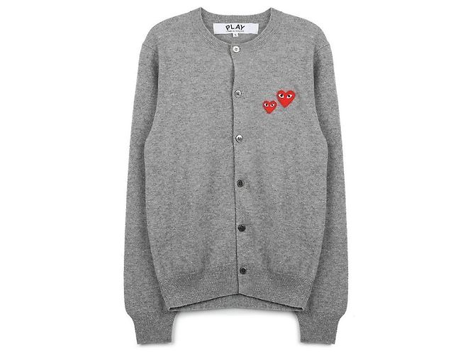 Comme Des Garcons Strickcardigan mit doppeltem Herz-Patch Braun - Ansicht 3