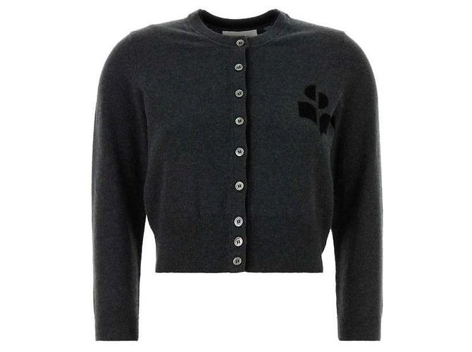 Isabel Marant Cardigã de algodão e lã com logo Marrom - vista 4