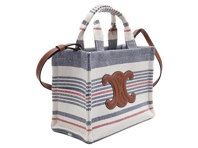 Cabas Céline Piccola borsa tote e a spalla in tela a righe Multicolore - vista 3