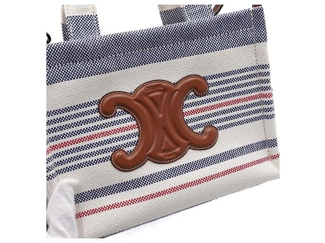 Cabas Céline Piccola borsa tote e a spalla in tela a righe Multicolore - vista 8