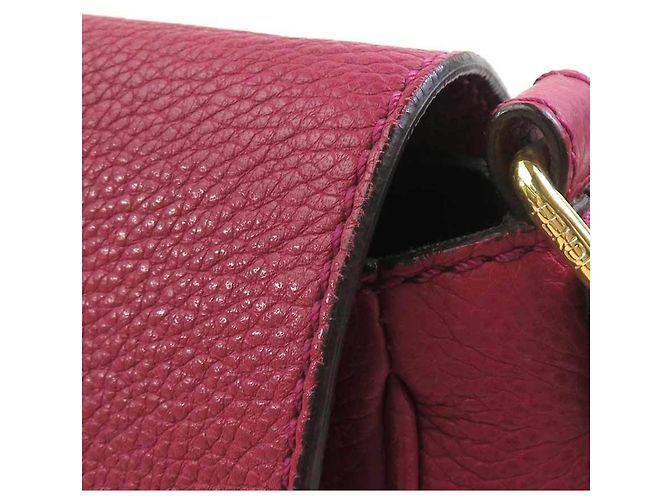 Borsa a spalla in pelle bordeaux Fendi Bordò - vista 9