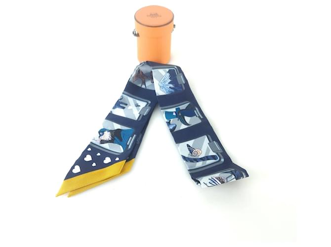 Hermès Bufanda de seda Twilly Azul - vista 3