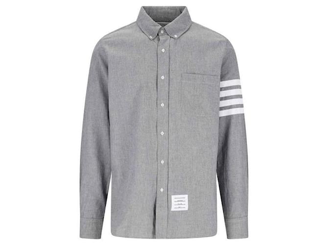 Thom Browne Camicia in chambray Marrone - vista 4