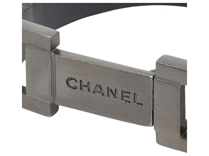 Bracciale charm con placca logo Chanel Nero Argento - vista 3