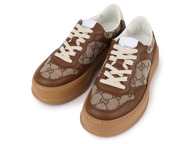 Gucci Sneakers in tela e pelle GG - vista 3