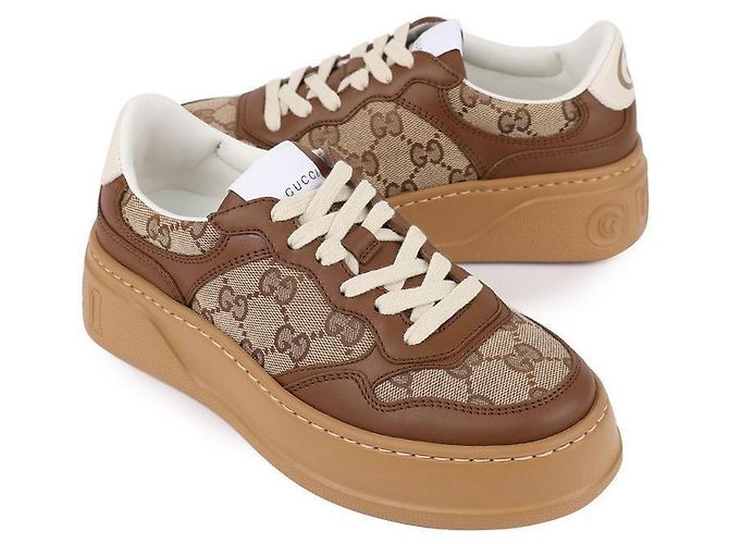 Gucci Sneakers in tela e pelle GG - vista 5