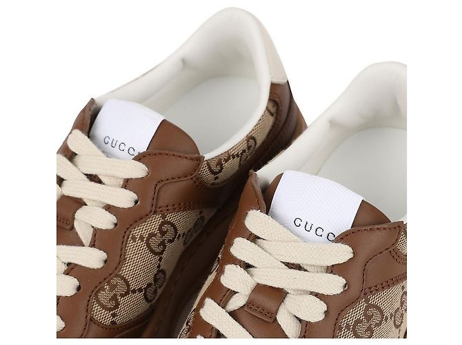 Gucci Sneakers in tela e pelle GG - vista 9