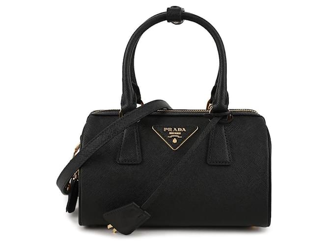 Prada Mini bolsa tote com logo triangular Saffiano Preto - vista 3
