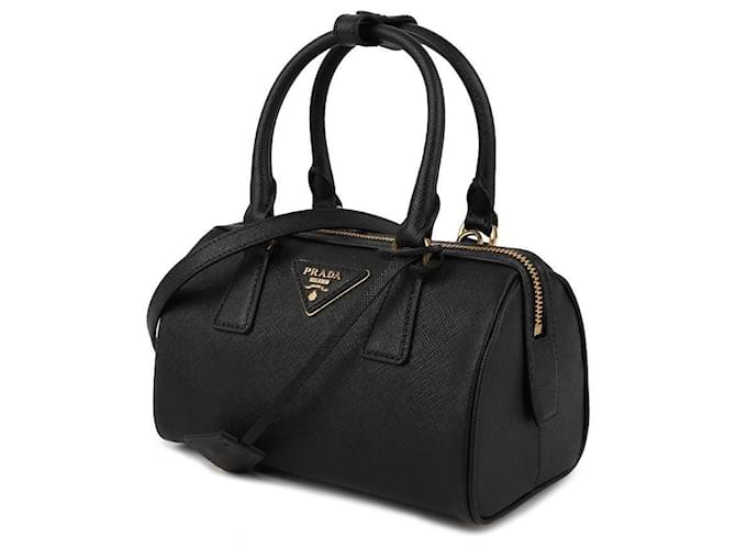 Prada Mini bolsa tote com logo triangular Saffiano Preto - vista 4
