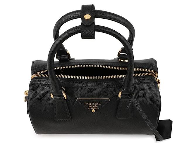 Prada Mini bolsa tote com logo triangular Saffiano Preto - vista 7
