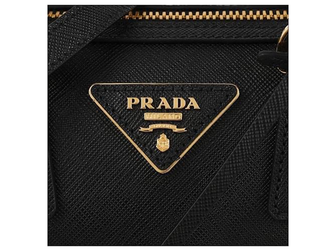 Prada Mini bolsa tote com logo triangular Saffiano Preto - vista 9