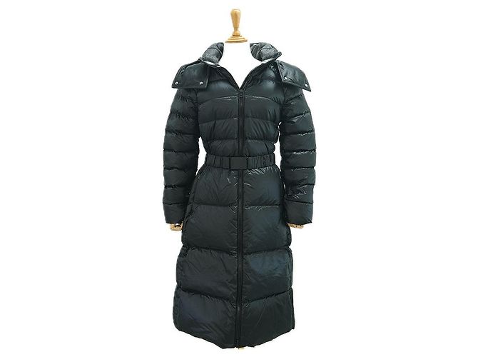 Burberry Casaco longo acolchoado com cinto para mulher em nylon preto com capuz destacável - vista 10