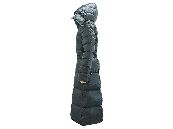 Burberry Casaco longo acolchoado com cinto para mulher em nylon preto com capuz destacável - vista 13