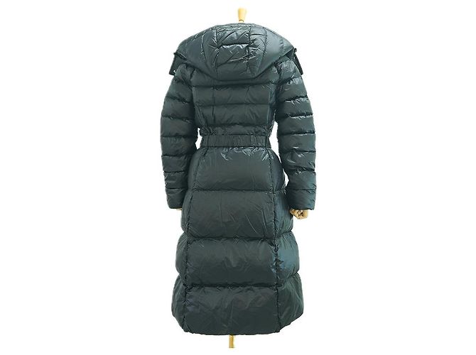 Burberry Casaco longo acolchoado com cinto para mulher em nylon preto com capuz destacável - vista 14