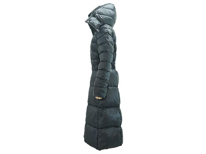 Burberry Casaco longo acolchoado com cinto para mulher em nylon preto com capuz destacável - vista 3