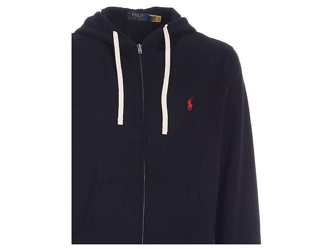 Ralph Lauren Moletom com capuz e zíper com bordado do logo Pony Preto - vista 6