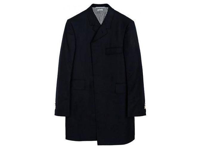 Thom Browne Cappotto Chesterfield Classico in Super Twill Blu - vista 4