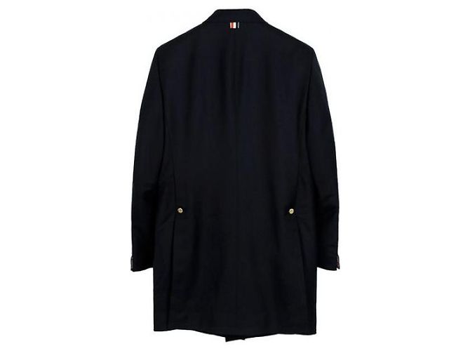 Thom Browne Cappotto Chesterfield Classico in Super Twill Blu - vista 5