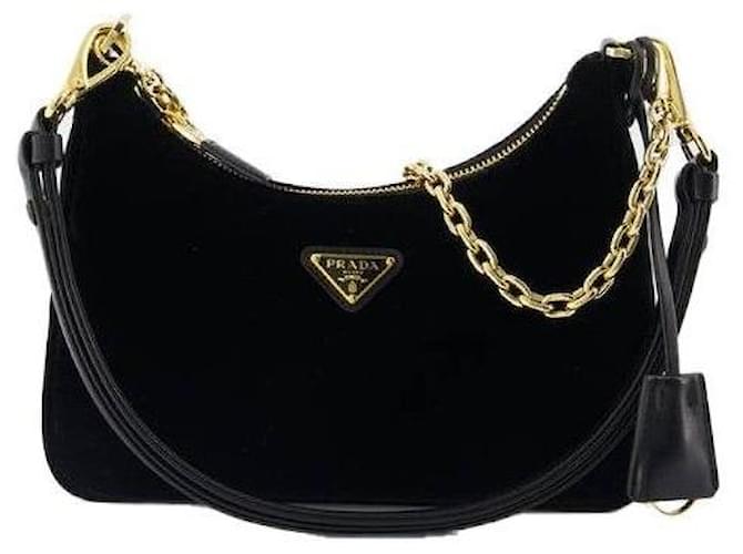Prada Mini Borsa in Velluto Rieditata Nero - vista 4