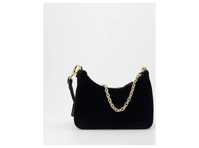 Prada Mini Borsa in Velluto Rieditata Nero - vista 5
