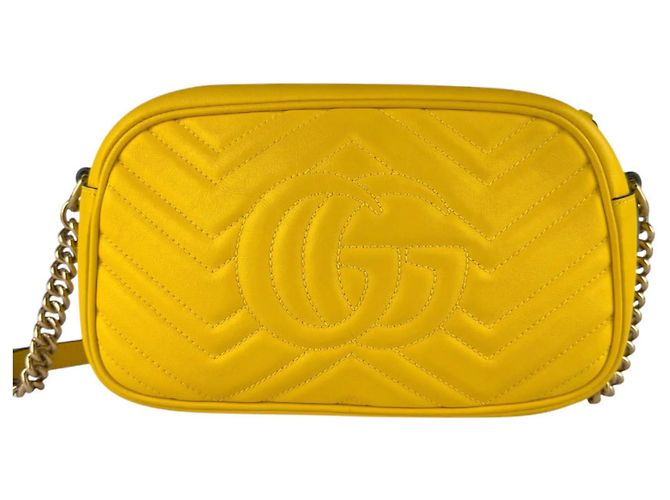 Borsa a tracolla Gucci GG Marmont D'oro Giallo - vista 3