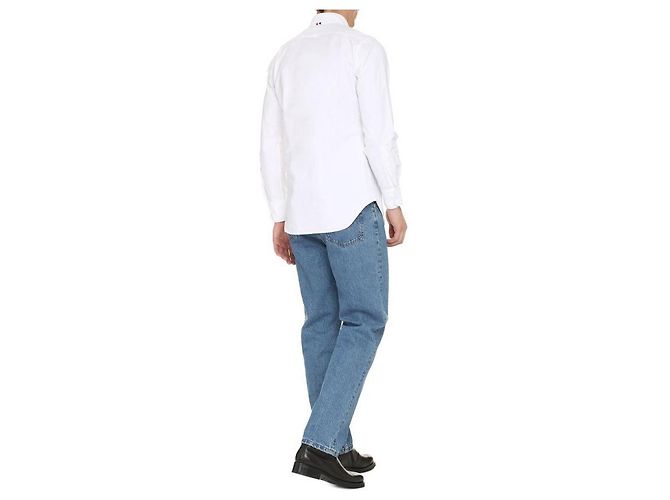 Thom Browne Camicia Oxford Classica con Rifiniture RWB Nascoste Bianco - vista 7