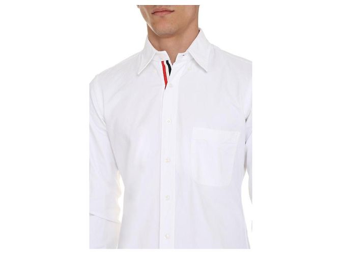 Thom Browne Camicia Oxford Classica con Rifiniture RWB Nascoste Bianco - vista 8