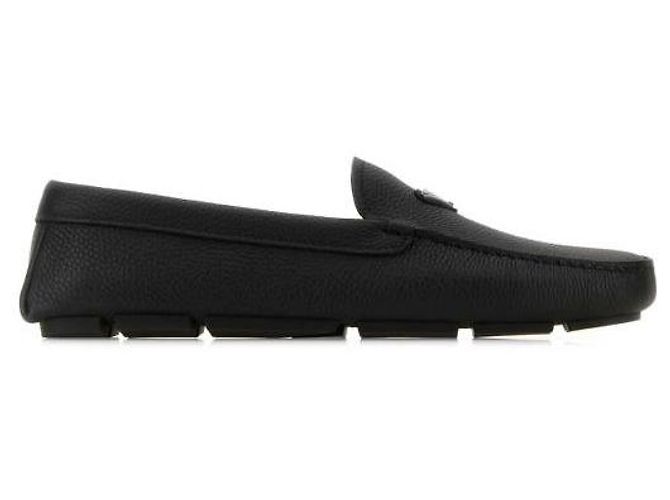 Prada Sapatos de condução em couro Saffiano Preto - vista 4