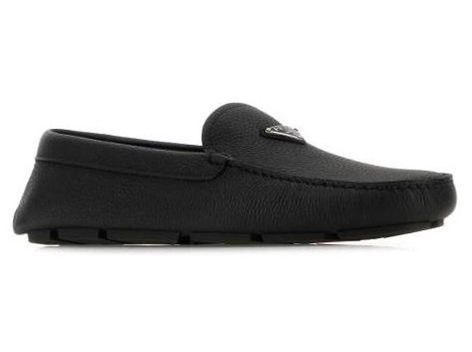 Prada Sapatos de condução em couro Saffiano Preto - vista 5