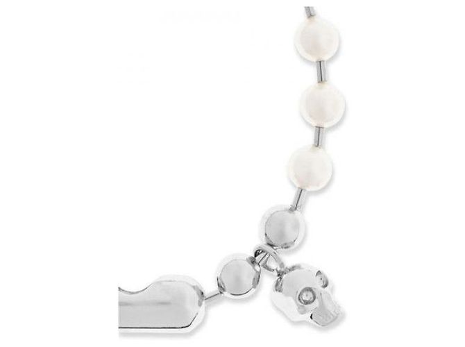 Alexander Mcqueen Pulseira de Pérolas com Caveira Prata - vista 6
