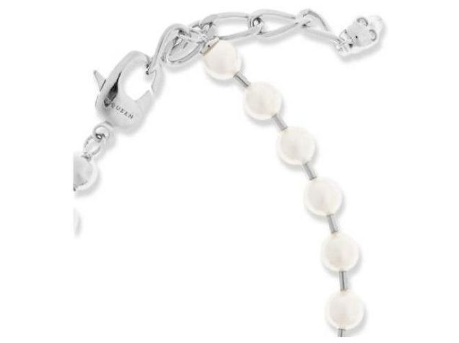 Alexander Mcqueen Pulseira de Pérolas com Caveira Prata - vista 7