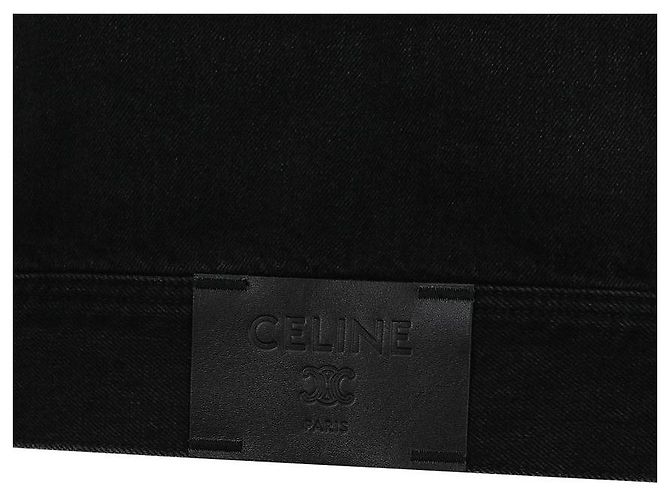 Céline Jaqueta trucker preta de algodão com corte solto Preto - vista 10