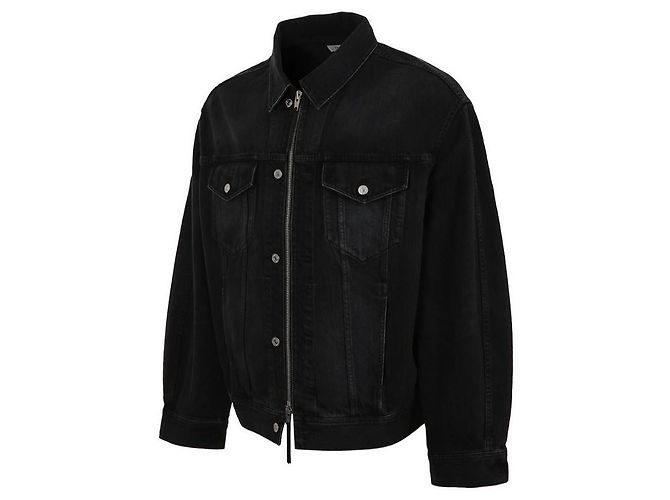 Céline Jaqueta trucker preta de algodão com corte solto Preto - vista 3