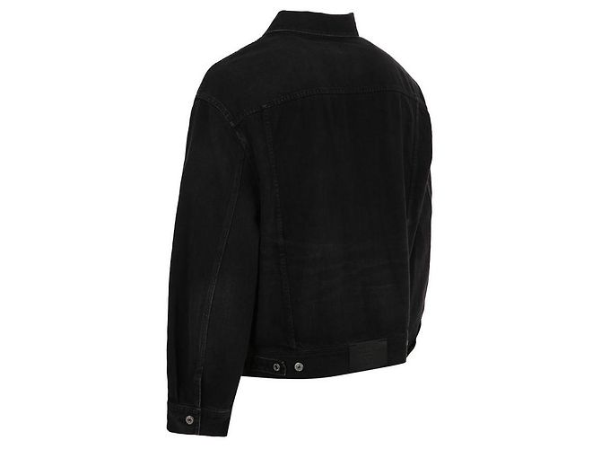 Céline Jaqueta trucker preta de algodão com corte solto Preto - vista 5