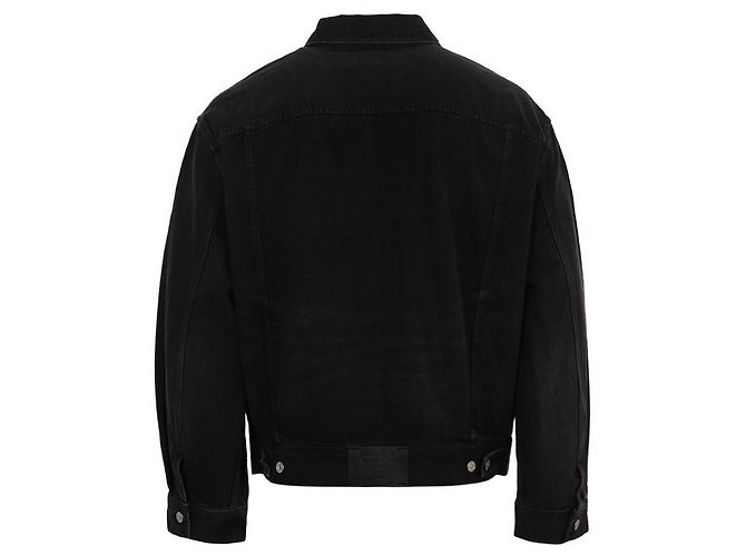 Céline Jaqueta trucker preta de algodão com corte solto Preto - vista 6