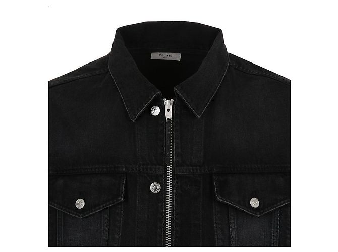 Céline Jaqueta trucker preta de algodão com corte solto Preto - vista 7