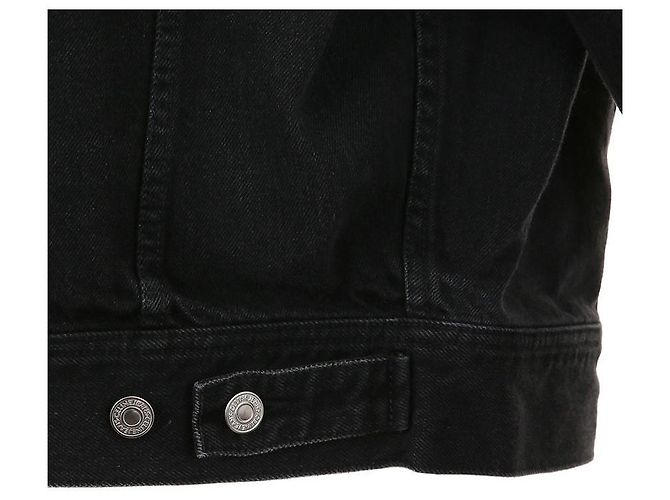 Céline Jaqueta trucker preta de algodão com corte solto Preto - vista 9