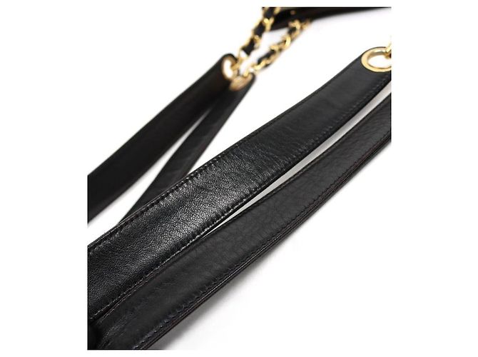Chanel Borsa a spalla in agnello nero con catena e tasca CC Golden Ball - vista 10