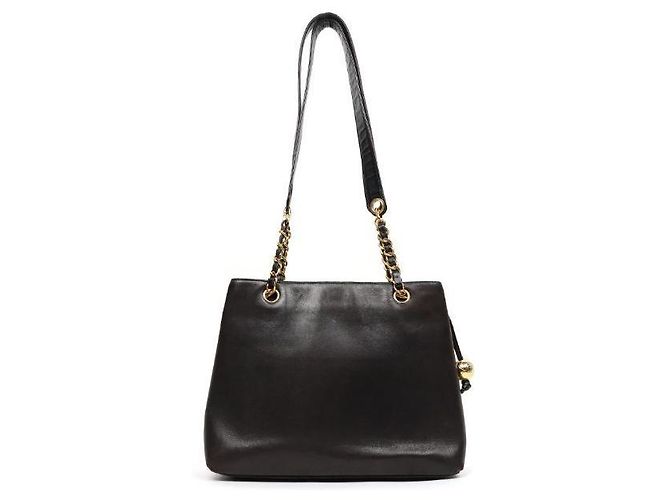 Chanel Borsa a spalla in agnello nero con catena e tasca CC Golden Ball - vista 3
