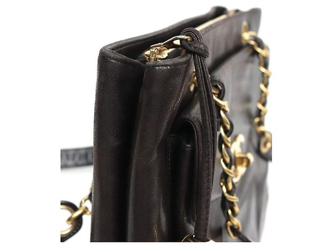 Chanel Borsa a spalla in agnello nero con catena e tasca CC Golden Ball - vista 8