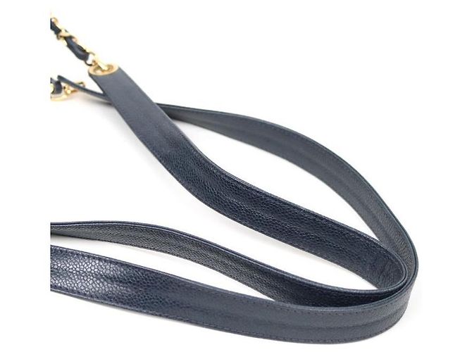 Chanel Borsa a tracolla con catena Caviar CC blu navy - vista 10