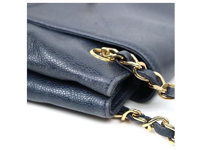 Chanel Borsa a tracolla con catena Caviar CC blu navy - vista 7